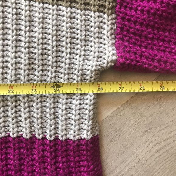 ee: some thick knit distressed oversized Small/Medium sweater block stripe boho - Picture 4 of 5